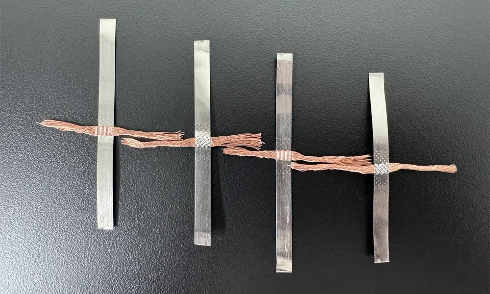 Ultrasonic welding of copper wire and nickel strips
